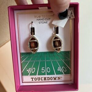 True to Form Handcut Stone Football Earrings
